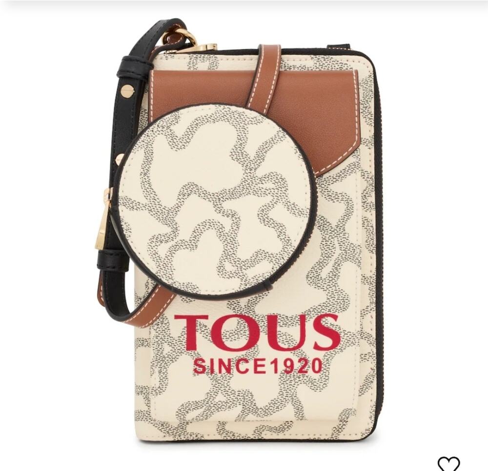 Tous Kaos Icon beige hanging mobile phone holder with wallet